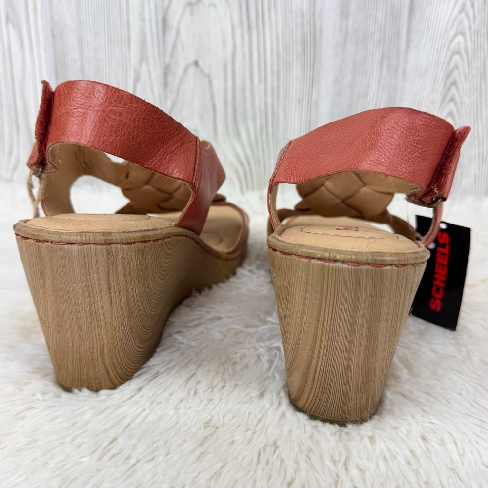Born Women's Nina Sandals In Rust Cayenne Leather 10 Wedge NWT - Picture 7 of 10